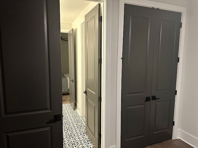 Interior doors painted charcoal gray for a client in Mebane, NC — interior painting by Roca’s Painters of Mebane, NC
